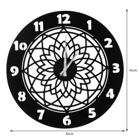 Halkalı Güneş Desenli Lazer Kesim Dekoratif Metal Duvar Saati