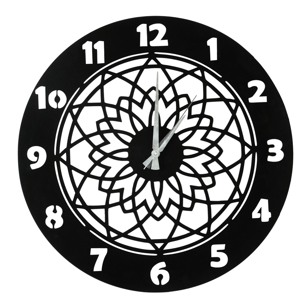 Halkalı Güneş Desenli Lazer Kesim Dekoratif Metal Duvar Saati